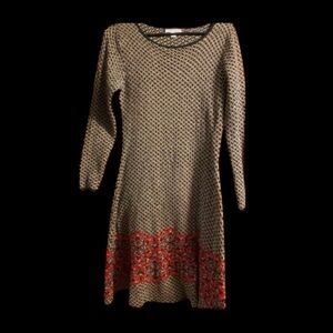 New York & Company Black and Red Long Sleeve Dress